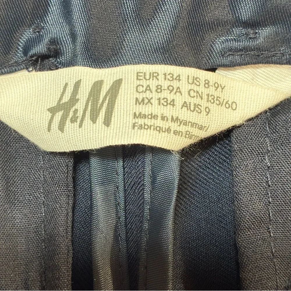 H&M Boys Navy Blue Suit Dress Pants Size 8-9Y Adjustable Waist Formal Church